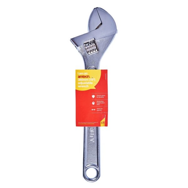 380mm (15") Adjustable wrench with 44mm (1.7") jaw opening