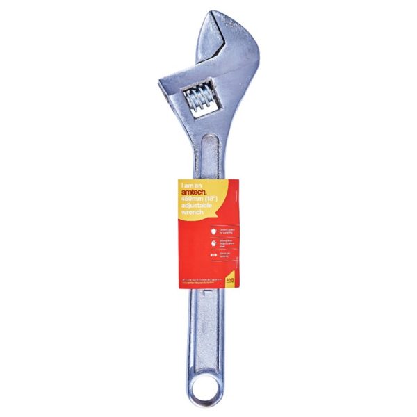 450mm (18") Adjustable wrench with 52mm (2") jaw opening