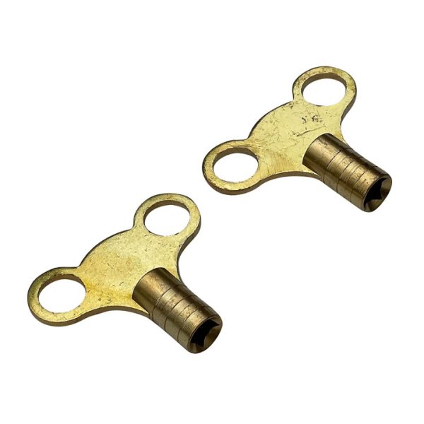 2 Piece brass radiator key set