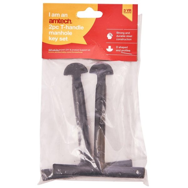 2 Piece T-handle manhole key set