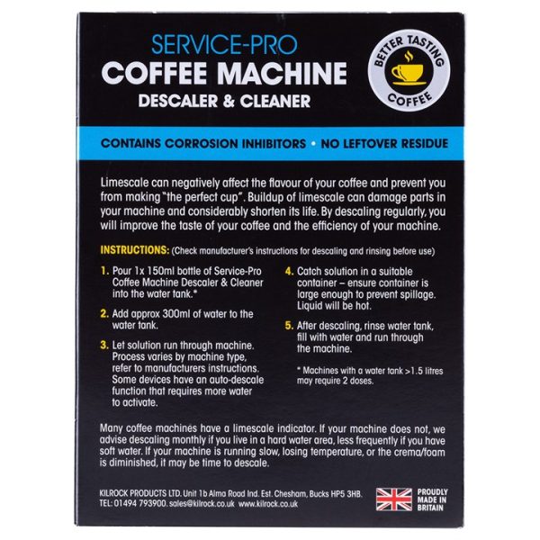 Kilrock Service-PRO Coffee Machine Descaler & Cleaner 2x150ml