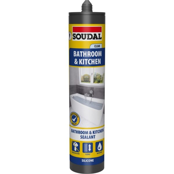 Soudal Bathroom & Kitchen Silicone Sealant - CLEAR (290ml)