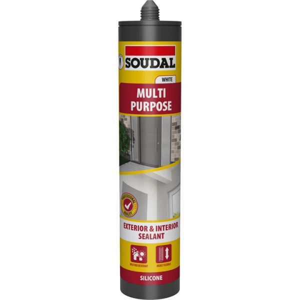 Soudal Multi-Purpose Silicone Sealant - Brilliant WHITE (290ml)