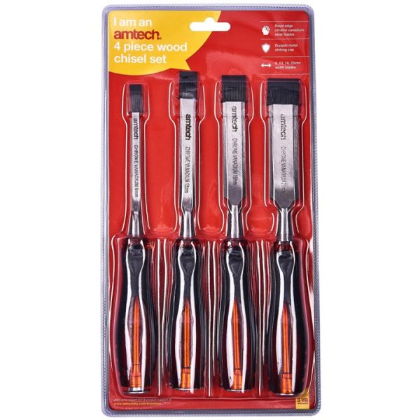 4 Piece go thru wood chisel set