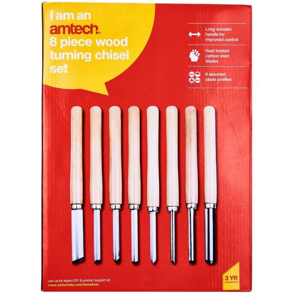 8 Piece wood turning chisel set