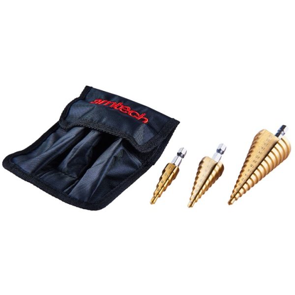 3 Piece high speed steel step drill set (large)