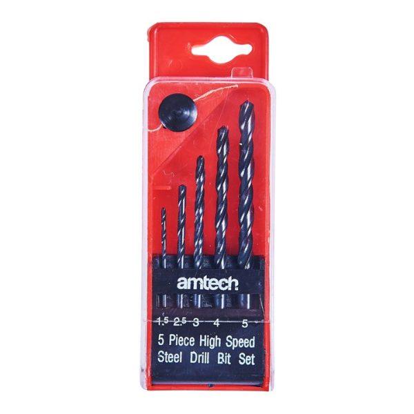 5 Piece high speed steel (HSS) drill set