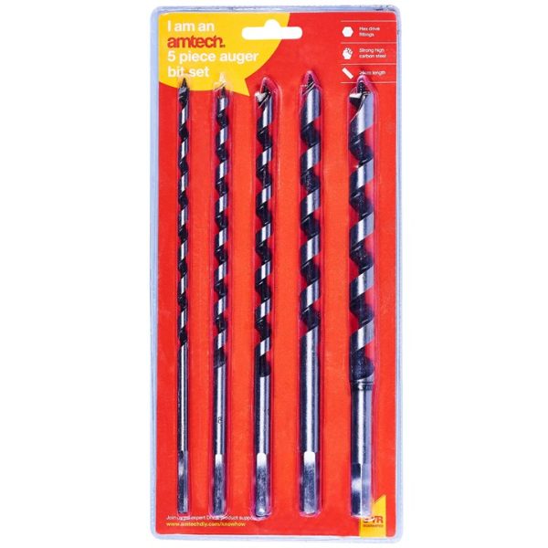 5 Piece auger drill bit set (230mm length)