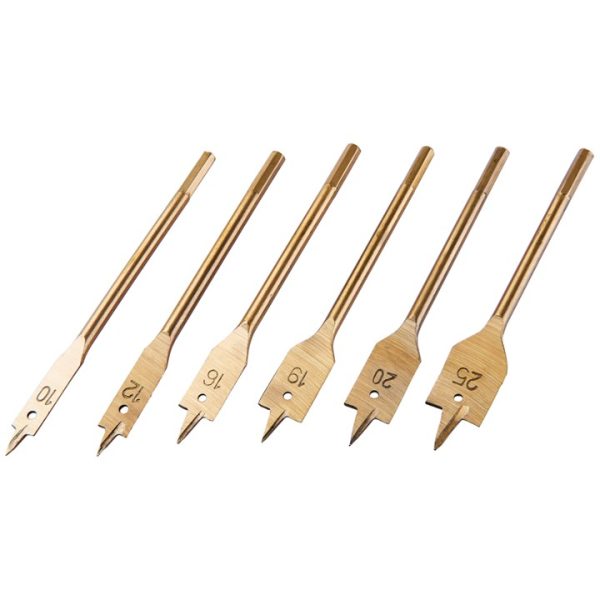 6 Piece titanium flat wood bit set