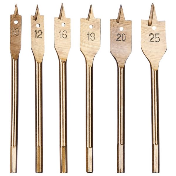 6 Piece titanium flat wood bit set