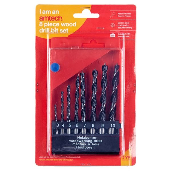 8 Piece wood drill bit set