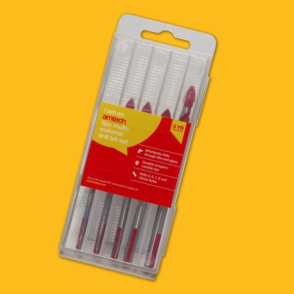 Amtech 5 piece multi-material drill bit set