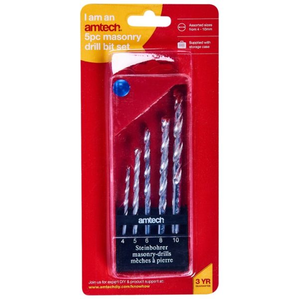 5 Piece masonry drill bit set