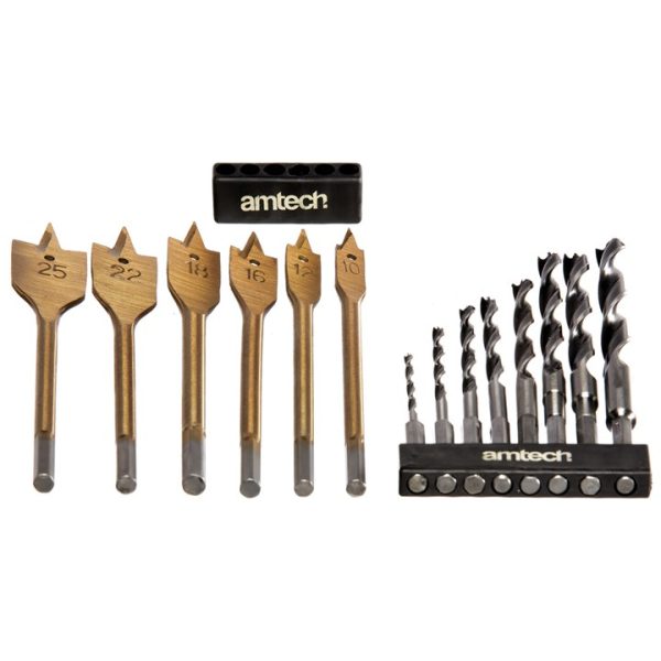 14 Piece hex shank wood drill set