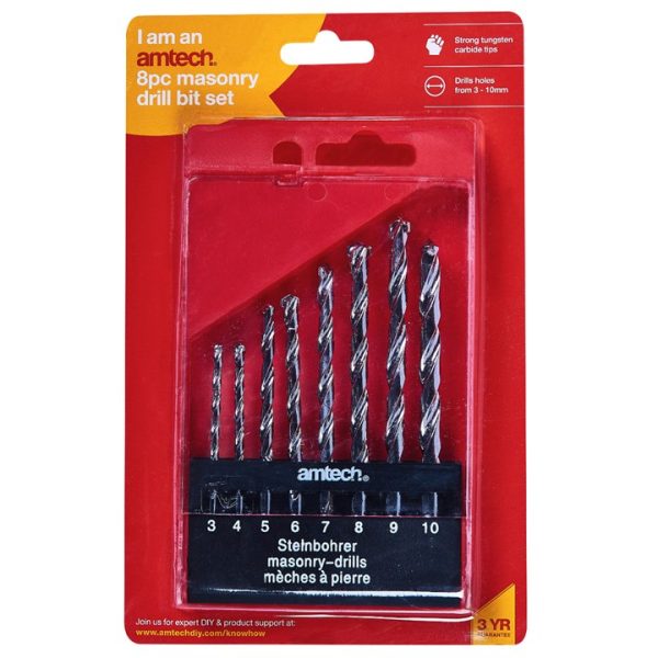 8 Piece Tungsten masonry drill bit set