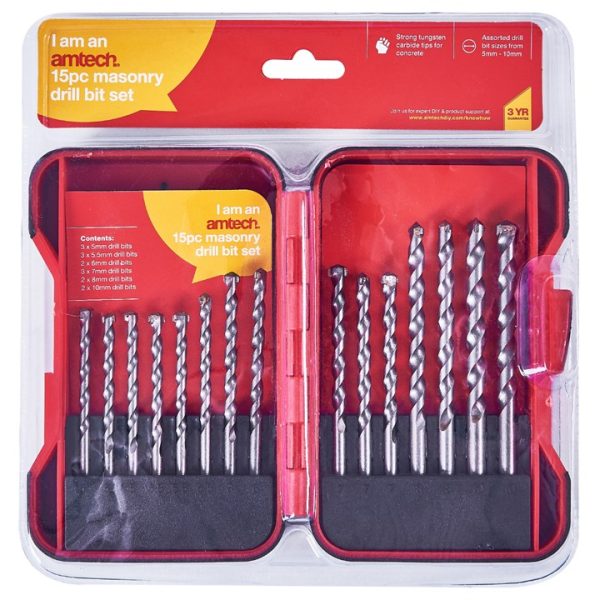 15 Piece Tungsten masonry drill bit set