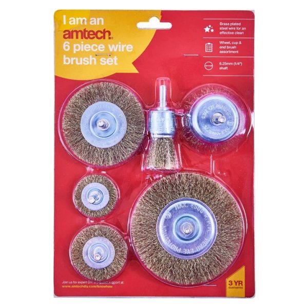 6 Piece wire wheel brush set