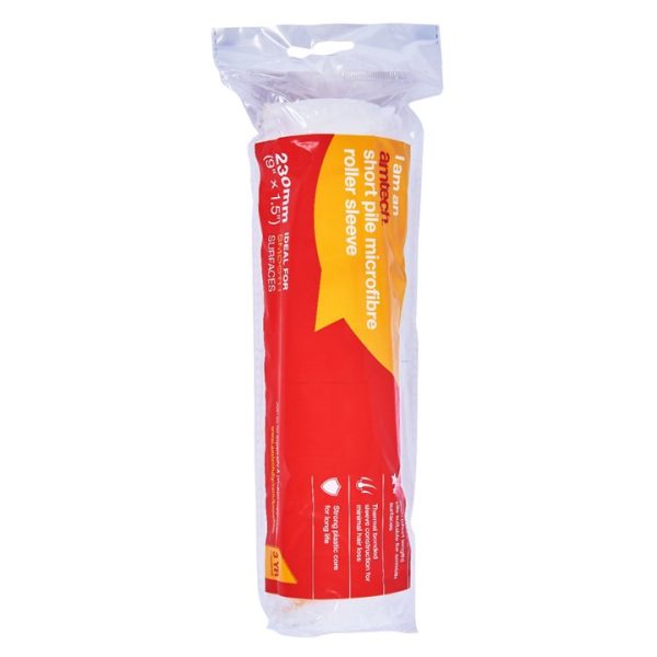 230mm (9") x 38mm (1.5") Short pile (9mm) roller sleeve - microfibre