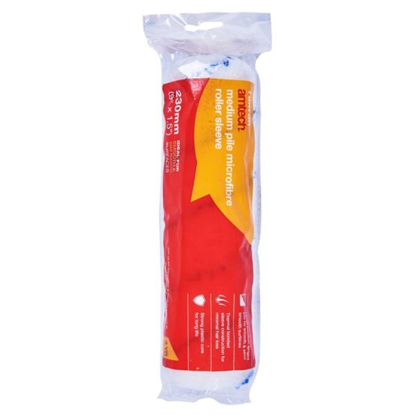 230mm (9") x 38mm (1.5") Medium pile (12mm) roller sleeve - microfibre