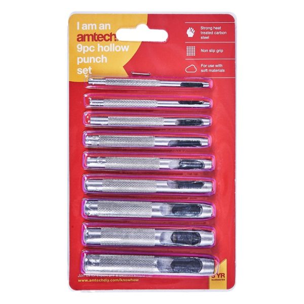 9 Piece hollow punch set