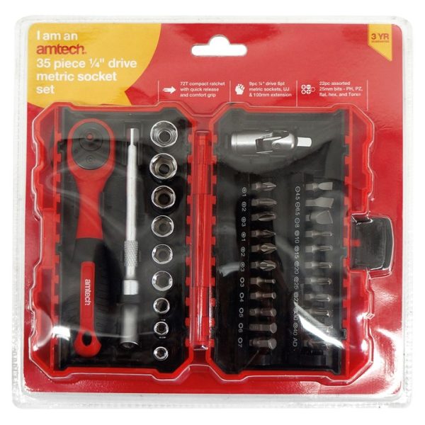 35 Piece ¼" drive metric socket set