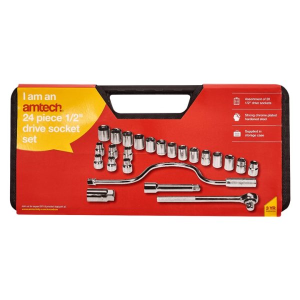 24 Piece 1/2" socket set