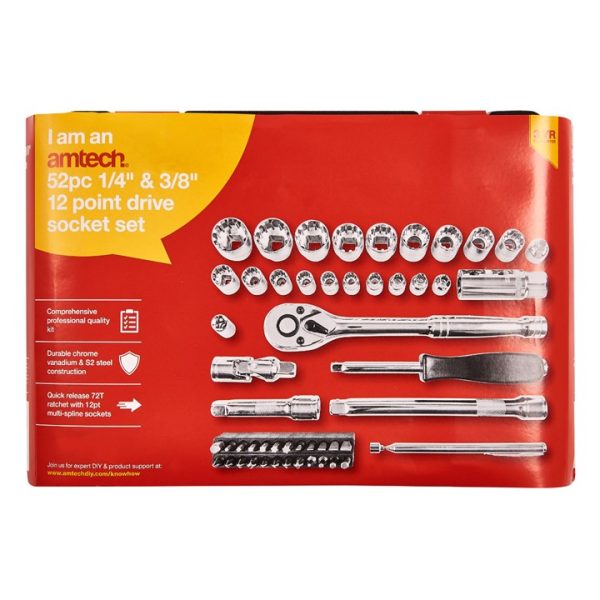 52 Piece 12 point socket set