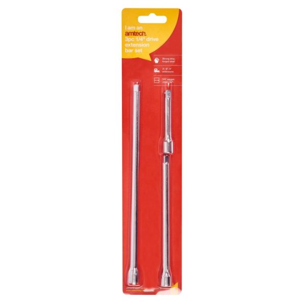 3 Piece 6mm (1/4'') short extension bar set