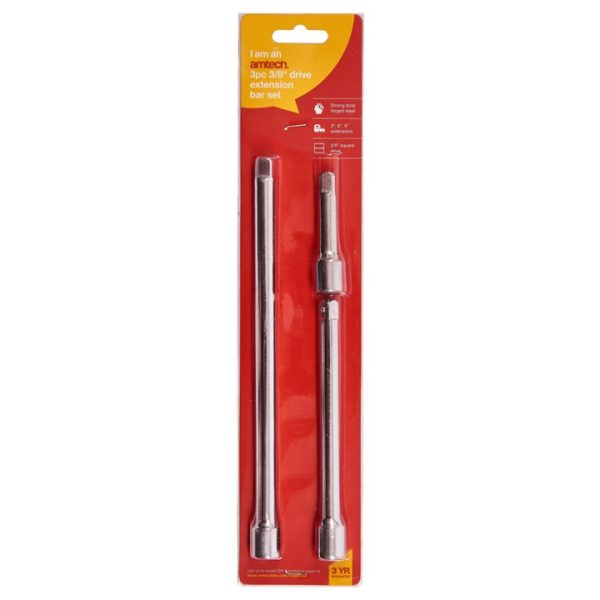 3 Piece 9mm (3/8'') short extension bar set