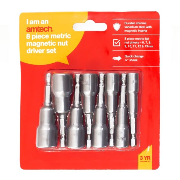 8 Piece metric magnetic hex nut driver set