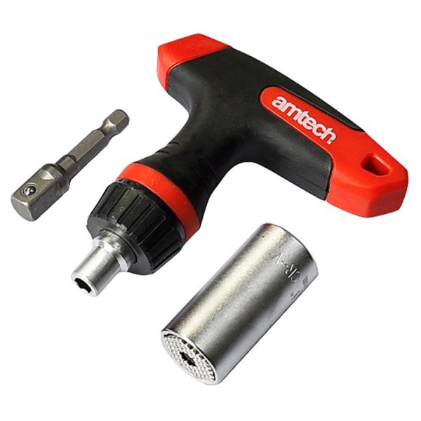 Ratchet T-handle with universal pin drive socket