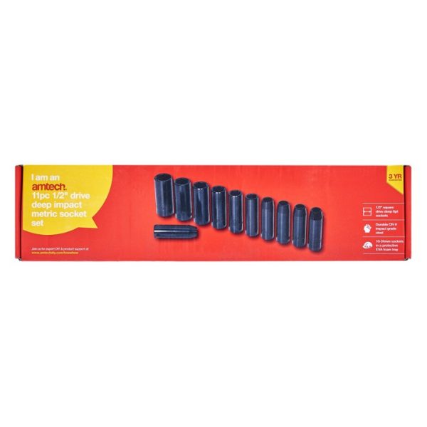 11 Piece 13mm (1/2'') deep impact socket set