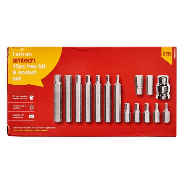 15 Piece Hex bit and socket set