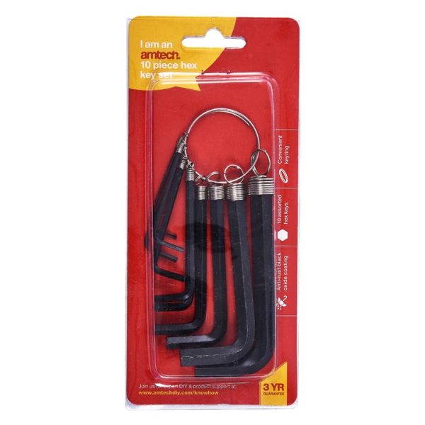 10 Piece hex key set and keyring