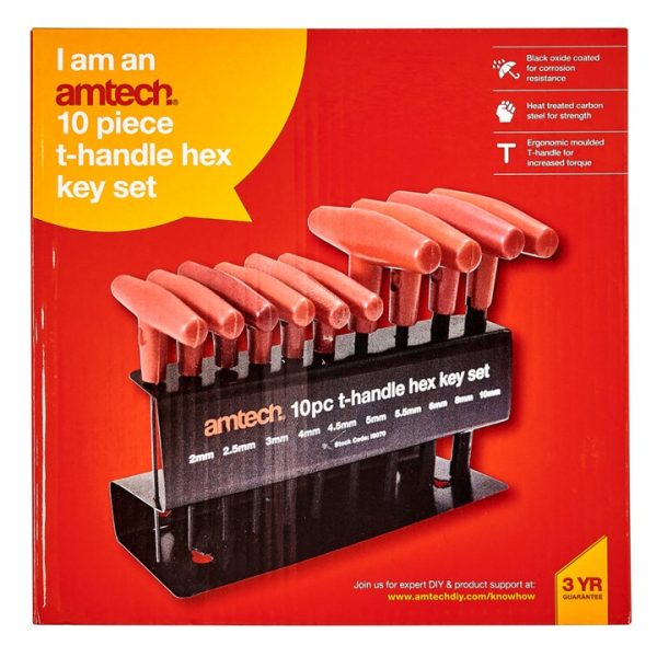 10 Piece T-handle hex key set