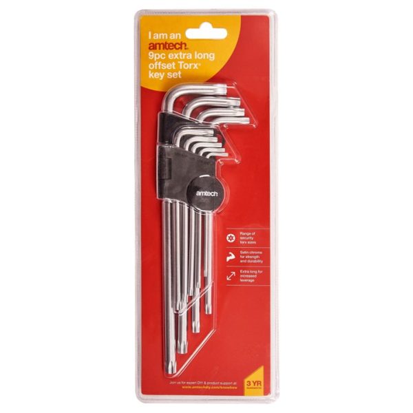 9 Piece extra-long offset Torx key set