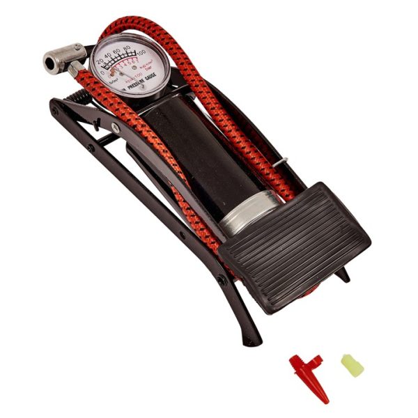 Foot pump with gauge