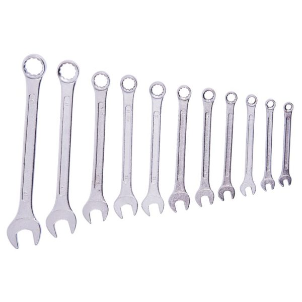 11 piece combination spanner set with storage rack