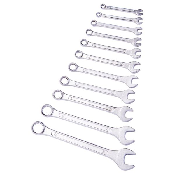 11 piece combination spanner set with storage rack