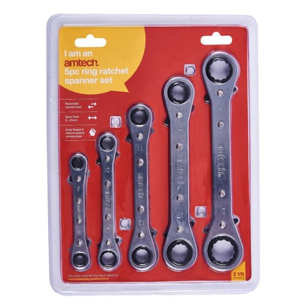 5 Piece ring ratchet spanner set