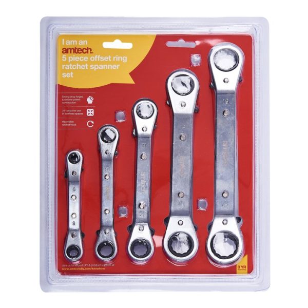 5 Piece offset ring ratchet spanner set