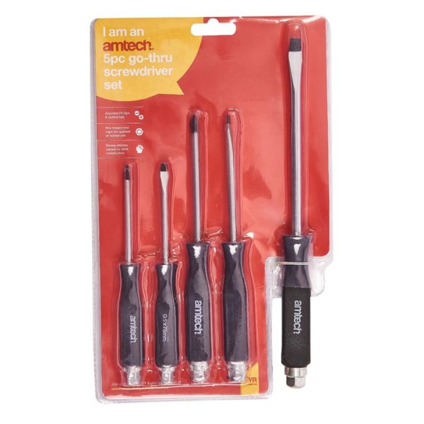 5 Piece go-thru screwdriver set