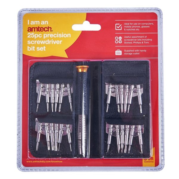 25 Piece precision screwdriver bit set