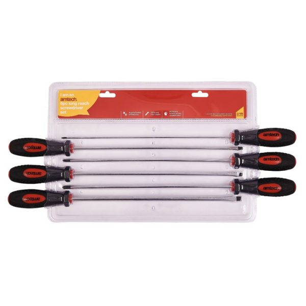 6 Piece long reach screwdriver set