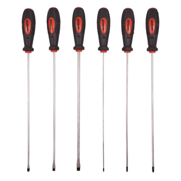 6 Piece long reach screwdriver set