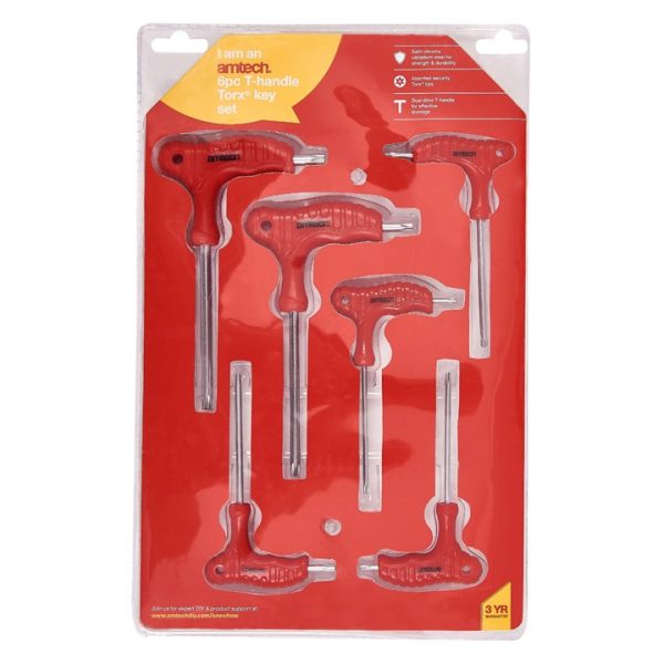 6 Piece T-handle Torx key set