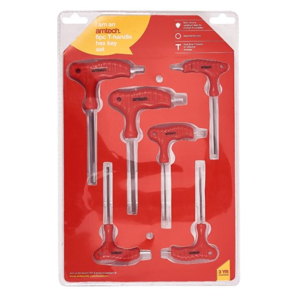 6 Piece T-handle hex key set