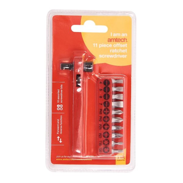 11 Piece offset ratchet screwdriver set