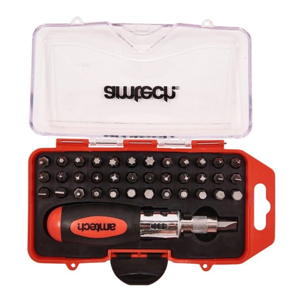 38 Piece stubby ratchet screwdriver and bit set