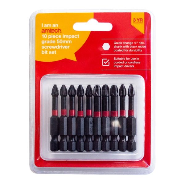 10 Piece impact screwdriver bit set